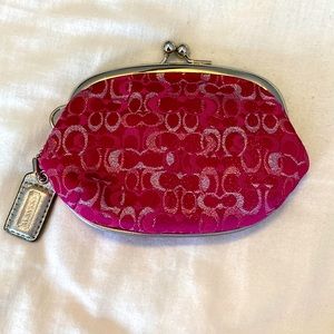 Coach pink monogram coin purse